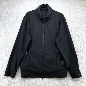 Lululemon Full Zip Jacket Mens XL Black Stowable Hood Softshell Activewear